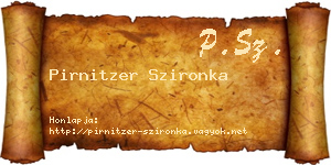 Pirnitzer Szironka névjegykártya